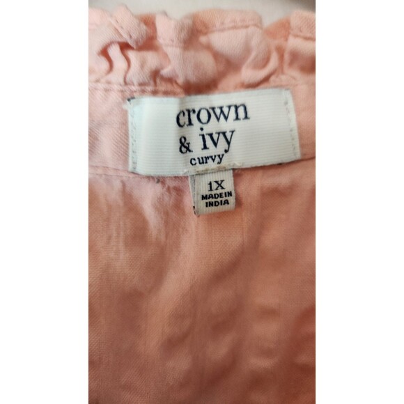 Crown & Ivy Curvy Women's size 1X sleeveless lightweight pink blouse - Picture 2 of 5